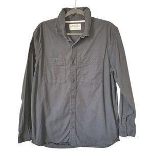 REI Cooperative Mens Medium Gray Long Sleeve Button Up Shirt 100% Cotton Utility